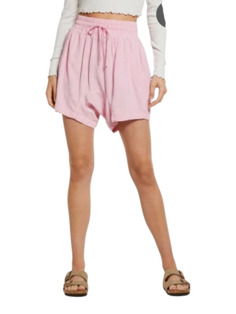 Free People Size Large Pink Drawstring Women’s Shorts *small call out